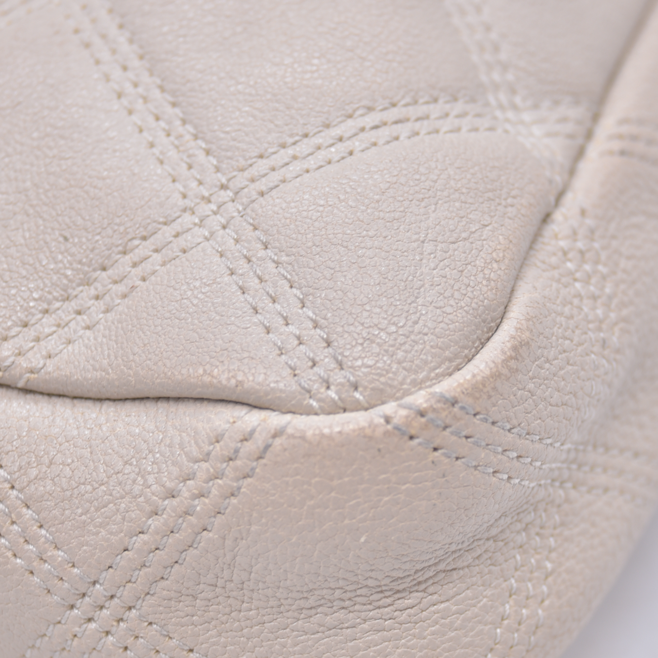 $1350 2021 Saint Laurent Grained Lambskin Quilted Mini Becky Double Zip Bag Cream 10021094