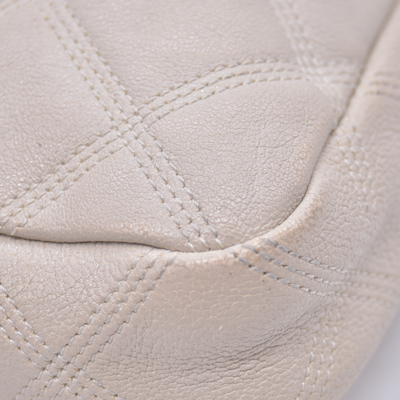 $1350 2021 Saint Laurent Grained Lambskin Quilted Mini Becky Double Zip Bag Cream 10021094
