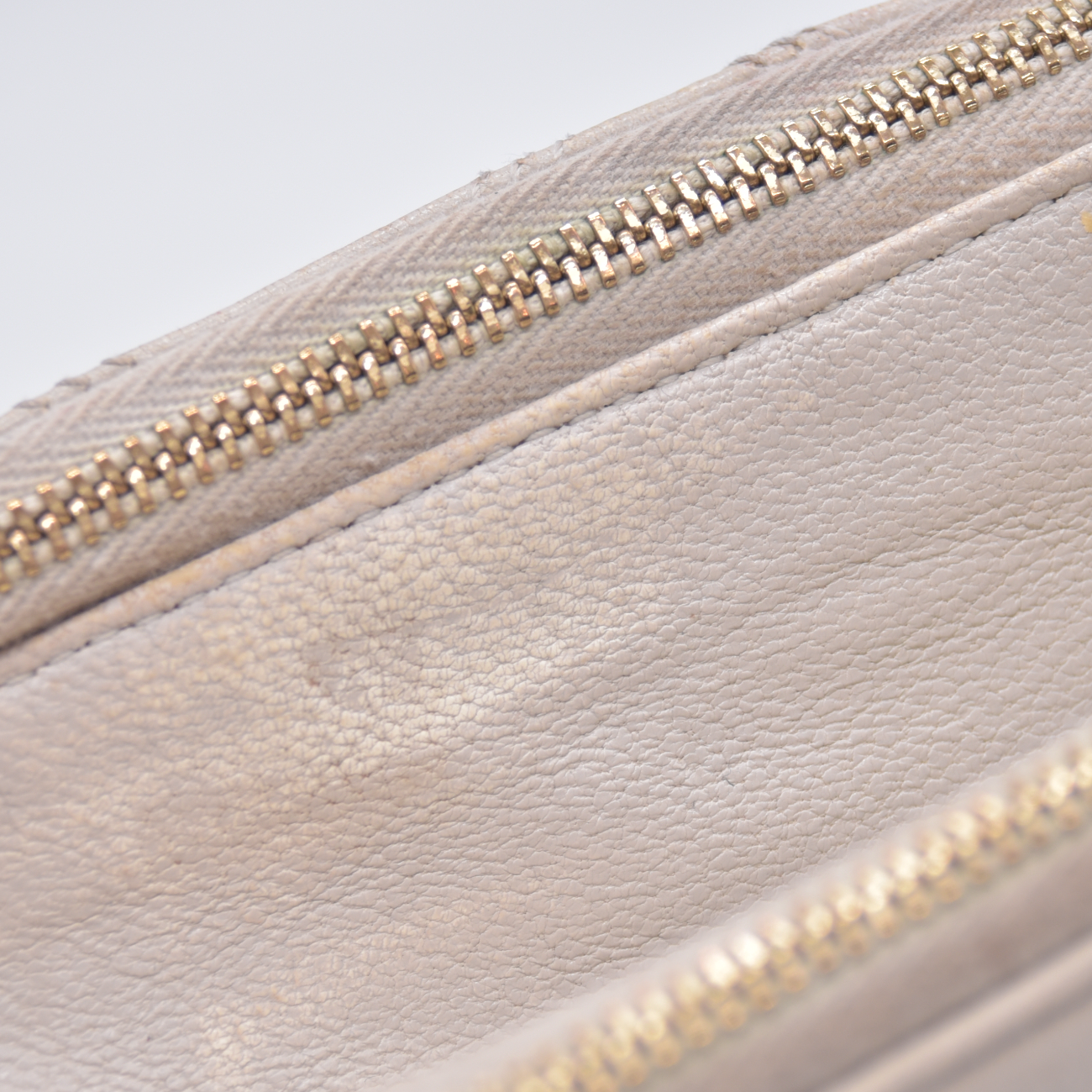 $1350 2021 Saint Laurent Grained Lambskin Quilted Mini Becky Double Zip Bag Cream 10021094