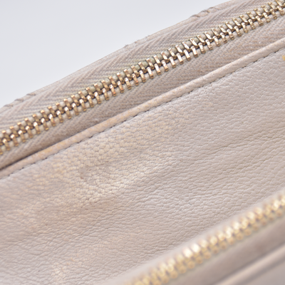 $1350 2021 Saint Laurent Grained Lambskin Quilted Mini Becky Double Zip Bag Cream 10021094