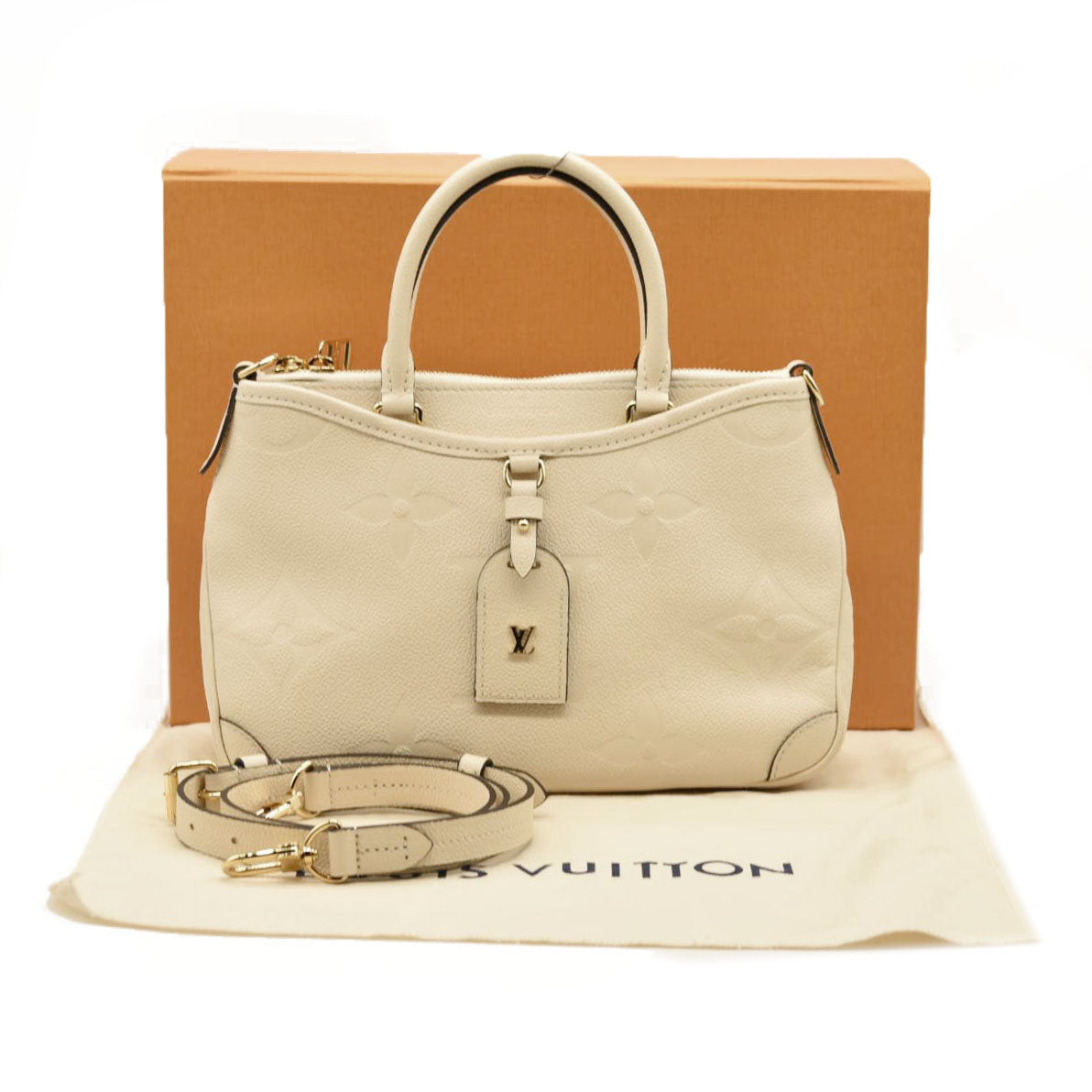 LOUIS VUITTON Trianon PM Monogram Emprreinte Handbag Creme