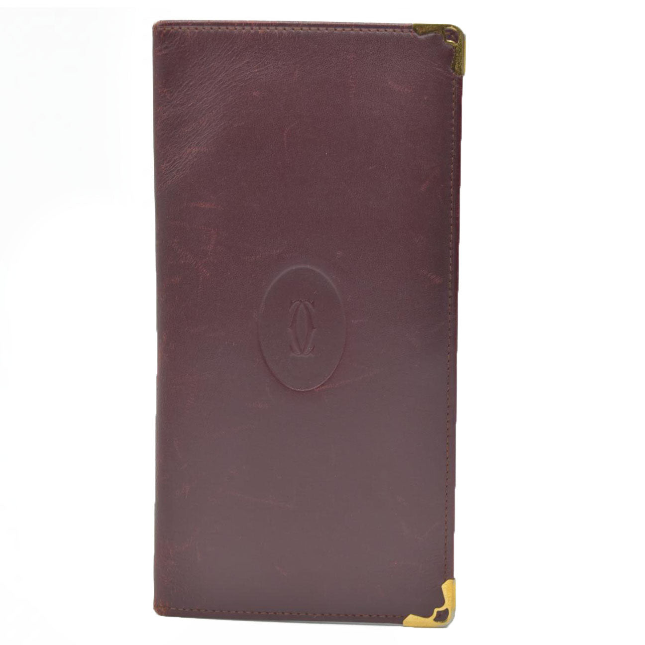 Cartier Vintage Burgundy Bifold Leather Wallet