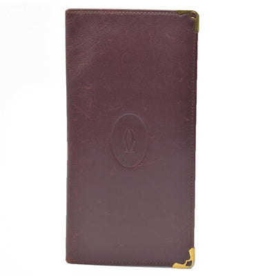 Cartier Vintage Burgundy Bifold Leather Wallet