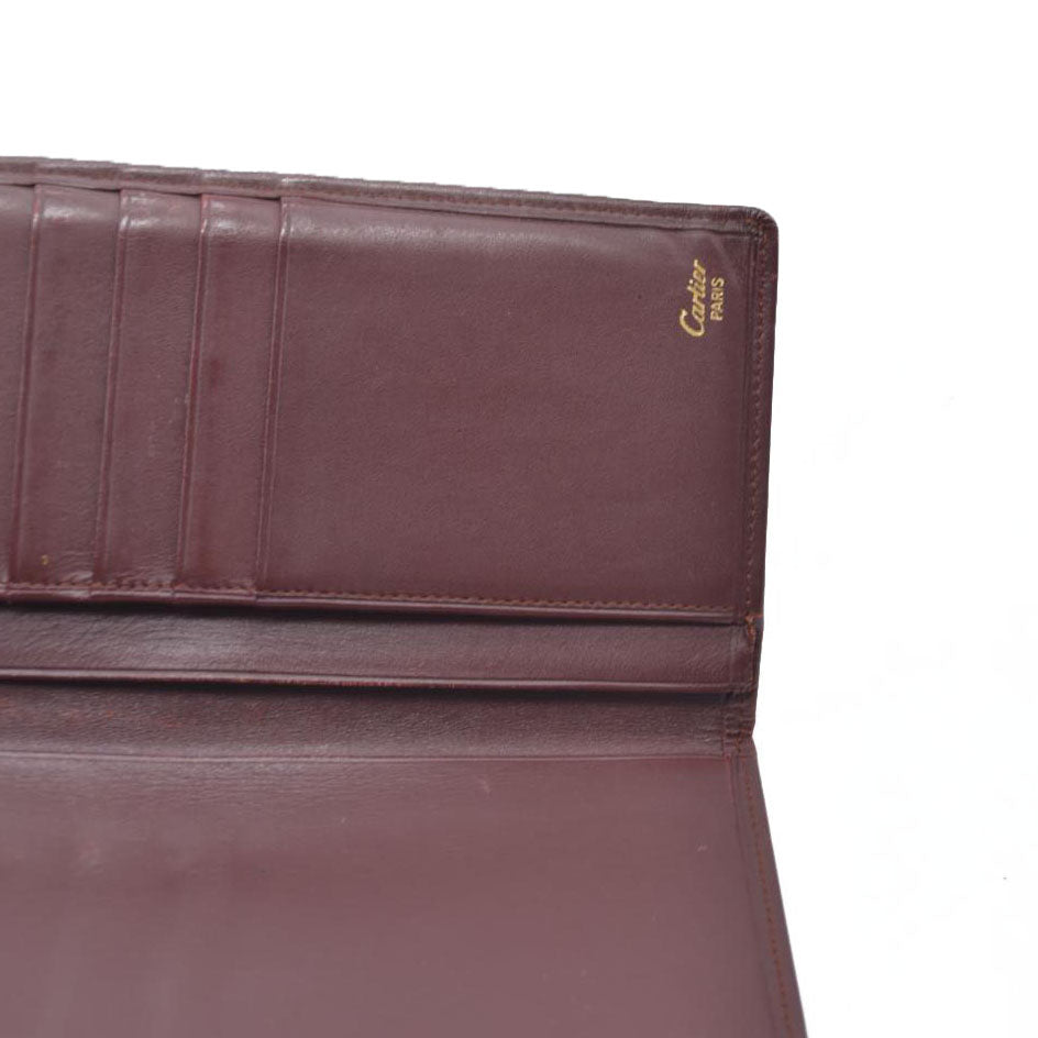 Cartier Vintage Burgundy Bifold Leather Wallet