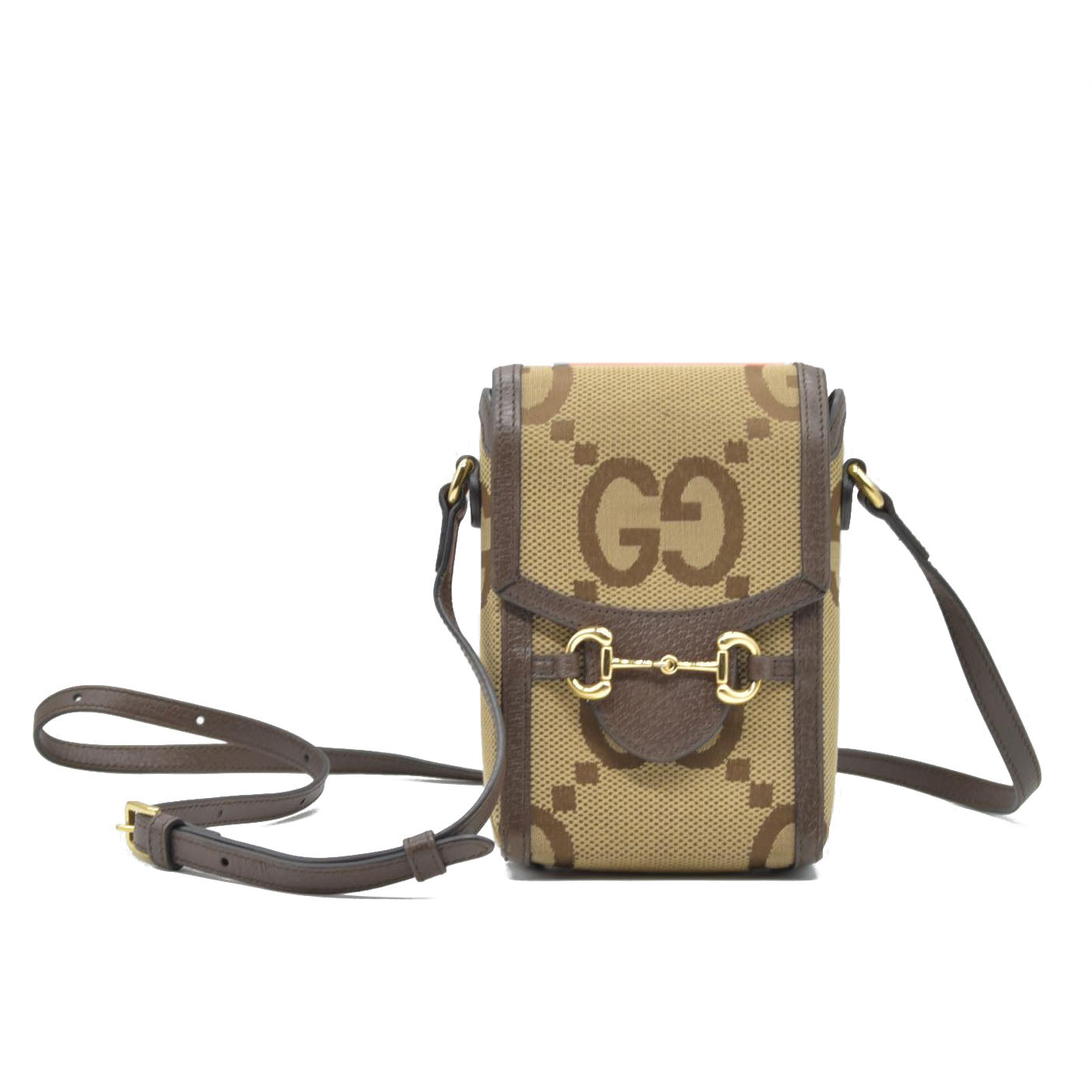 $1200 Gucci Horsebit 1955 Jumbo GG Mini Crossbody Bag Beige CONSIGNMENT
