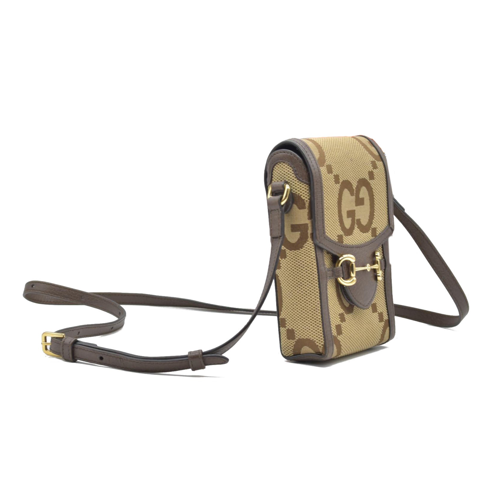 $1200 Gucci Horsebit 1955 Jumbo GG Mini Crossbody Bag Beige CONSIGNMENT