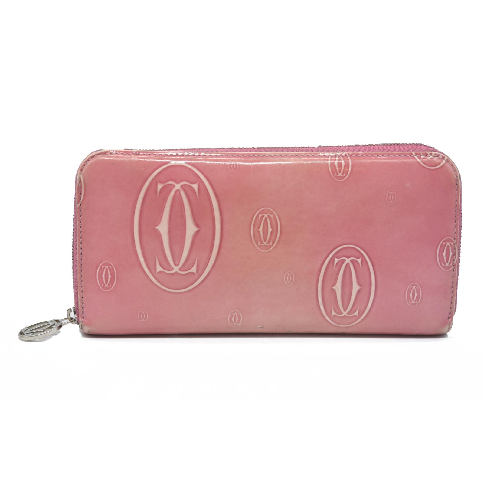 Cartier Patent leather Logo Wallet Pink
