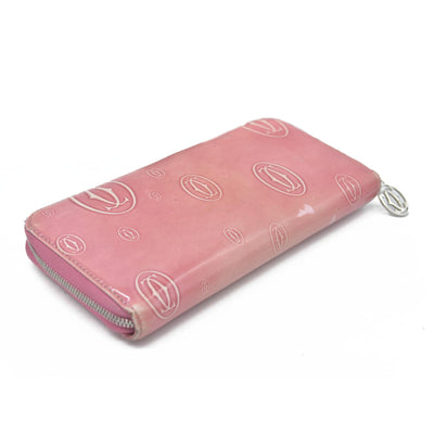 Cartier Patent leather Logo Wallet Pink