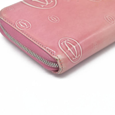 Cartier Patent leather Logo Wallet Pink