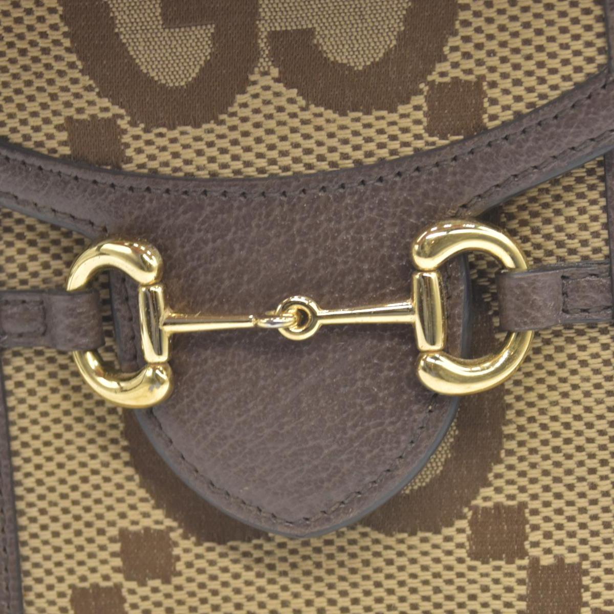 $1200 Gucci Horsebit 1955 Jumbo GG Mini Crossbody Bag Beige CONSIGNMENT