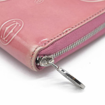 Cartier Patent leather Logo Wallet Pink