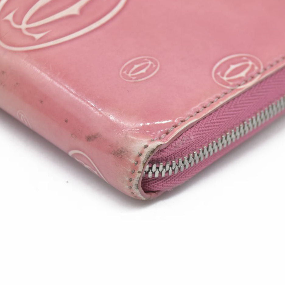 Cartier Patent leather Logo Wallet Pink