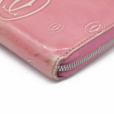 Cartier Patent leather Logo Wallet Pink