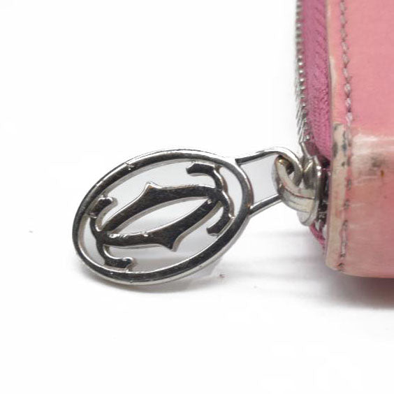 Cartier Patent leather Logo Wallet Pink