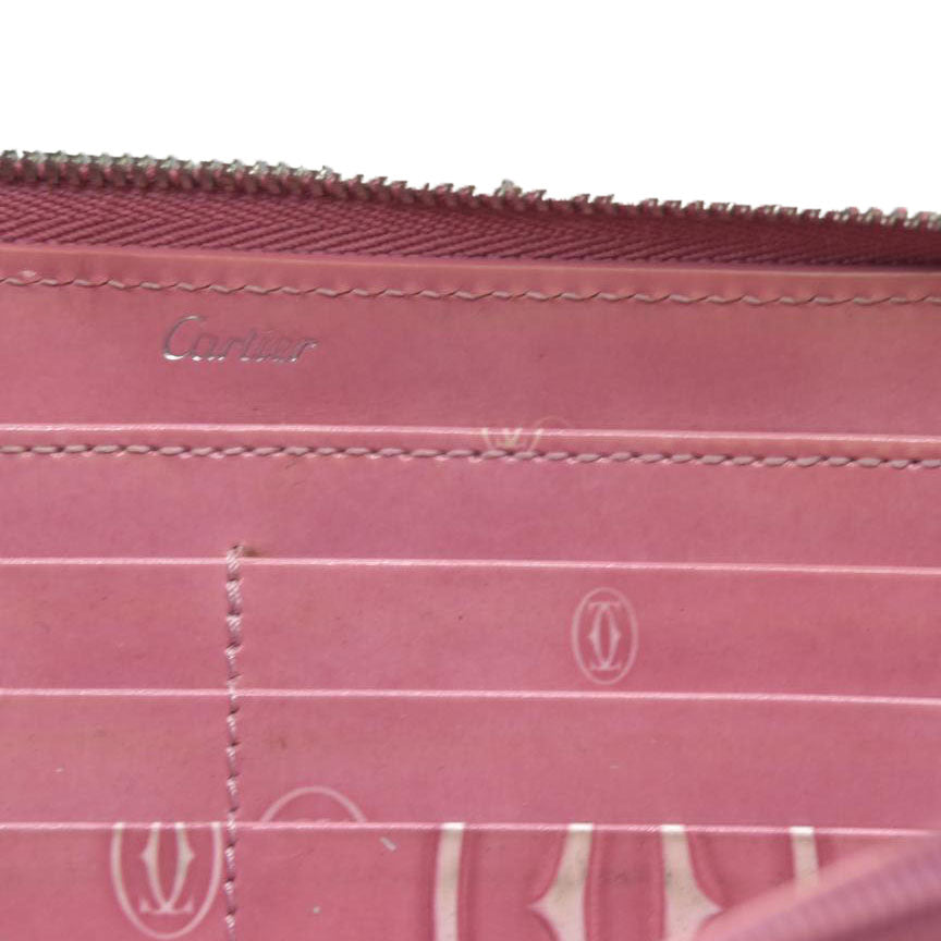 Cartier Patent leather Logo Wallet Pink