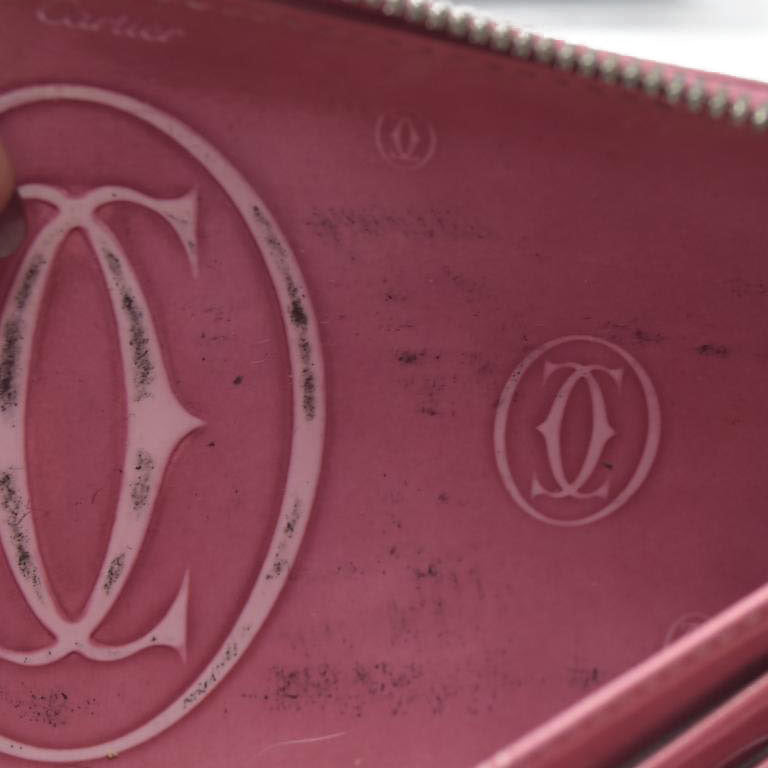 Cartier Patent leather Logo Wallet Pink