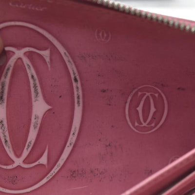 Cartier Patent leather Logo Wallet Pink