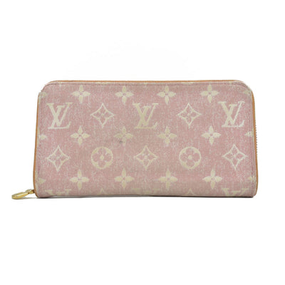 $1060 Louis Vuitton Denim Monogram Jacquard Zippy Wallet Pink
