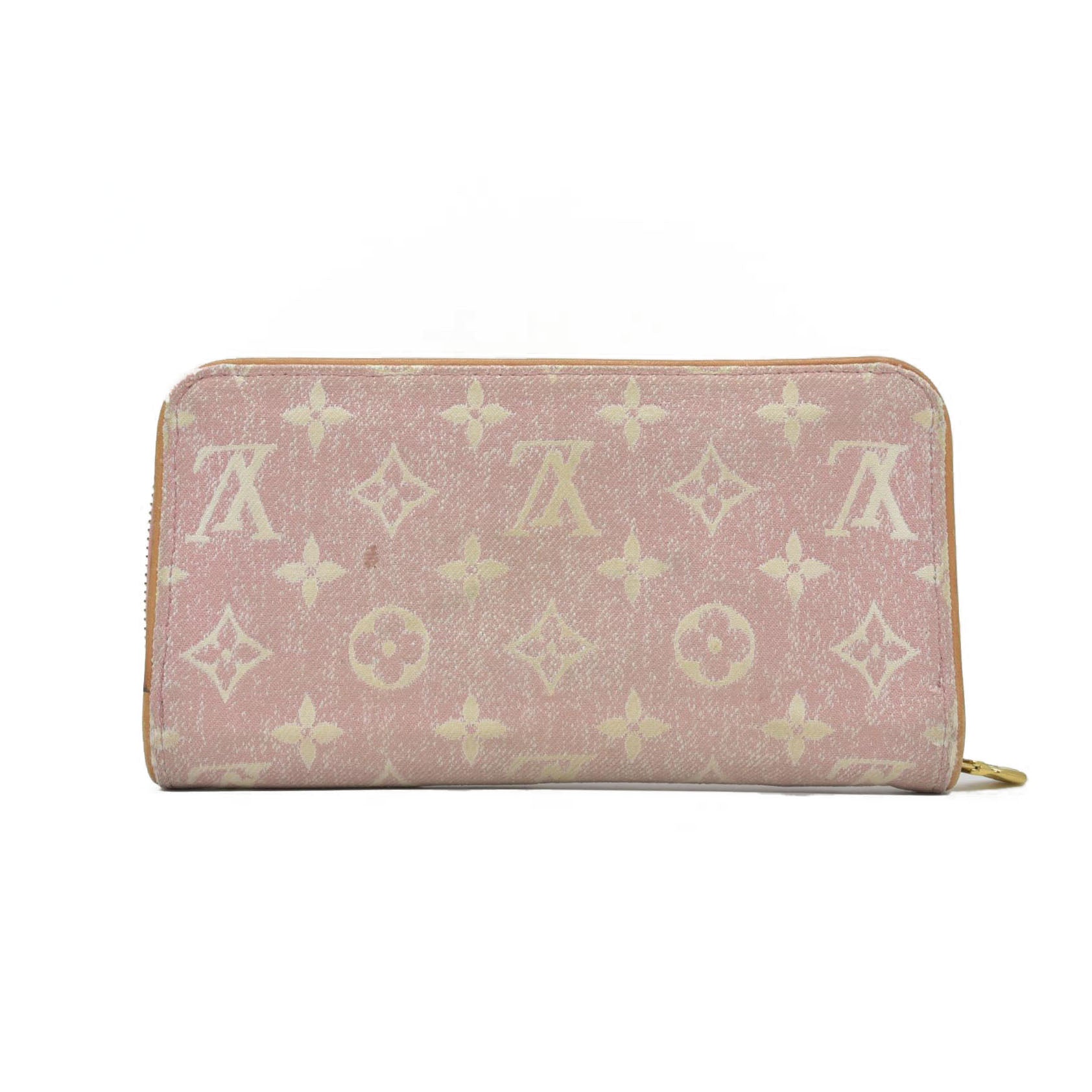 $1060 Louis Vuitton Denim Monogram Jacquard Zippy Wallet Pink