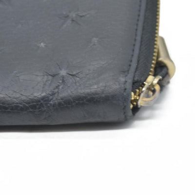JIMMY CHOO Zip Around Leather Long Wallet Black with Star Studs