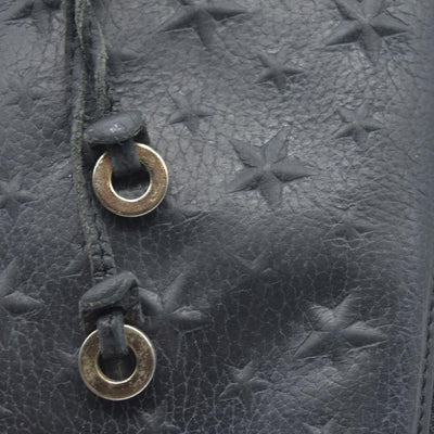 JIMMY CHOO Zip Around Leather Long Wallet Black with Star Studs