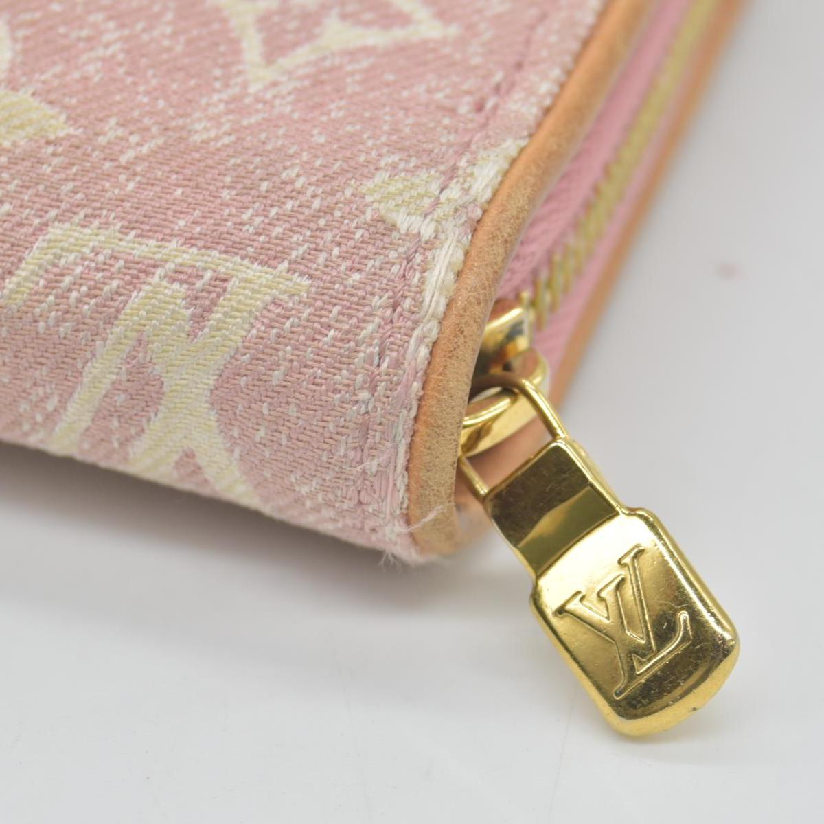 $1060 Louis Vuitton Denim Monogram Jacquard Zippy Wallet Pink