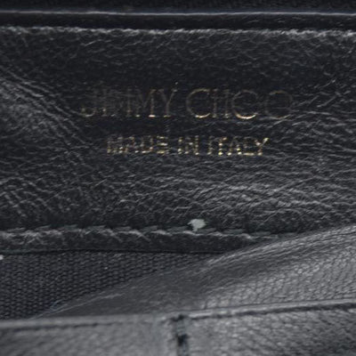 JIMMY CHOO Zip Around Leather Long Wallet Black with Star Studs
