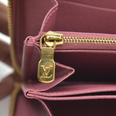 $1060 Louis Vuitton Denim Monogram Jacquard Zippy Wallet Pink