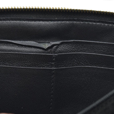 JIMMY CHOO Zip Around Leather Long Wallet Black with Star Studs
