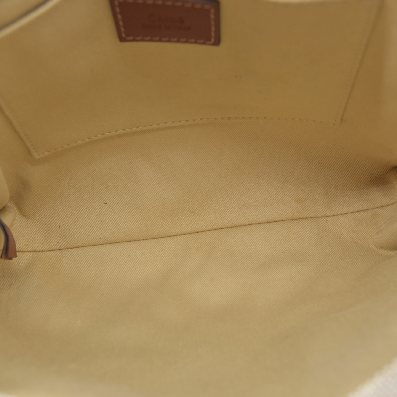 $1250 Chloe Linen Calfskin Small Woody Ribbon Tote  White Brown