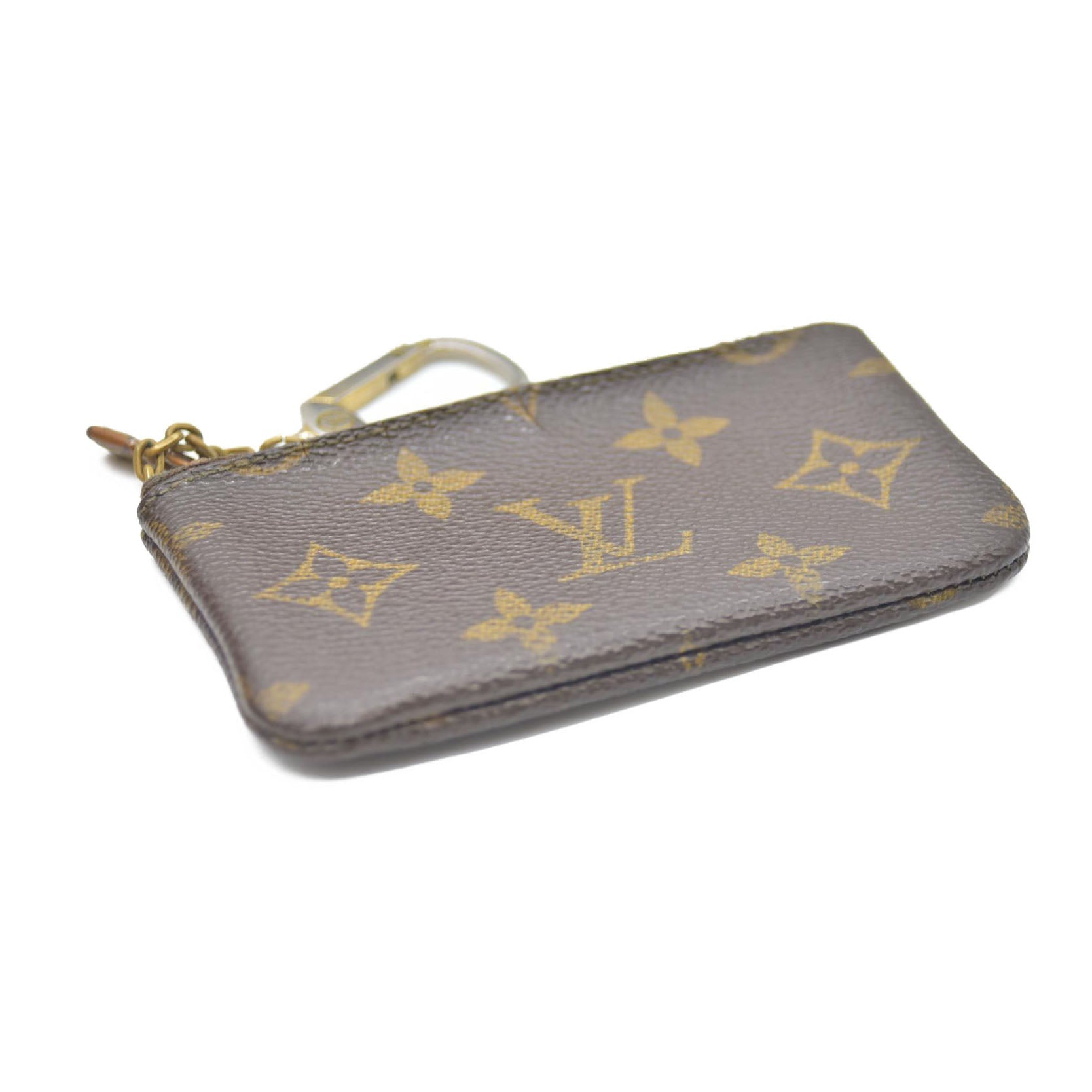 Louis Vuitton Monogram Pochette Cles Wallet Coin Purse Brown