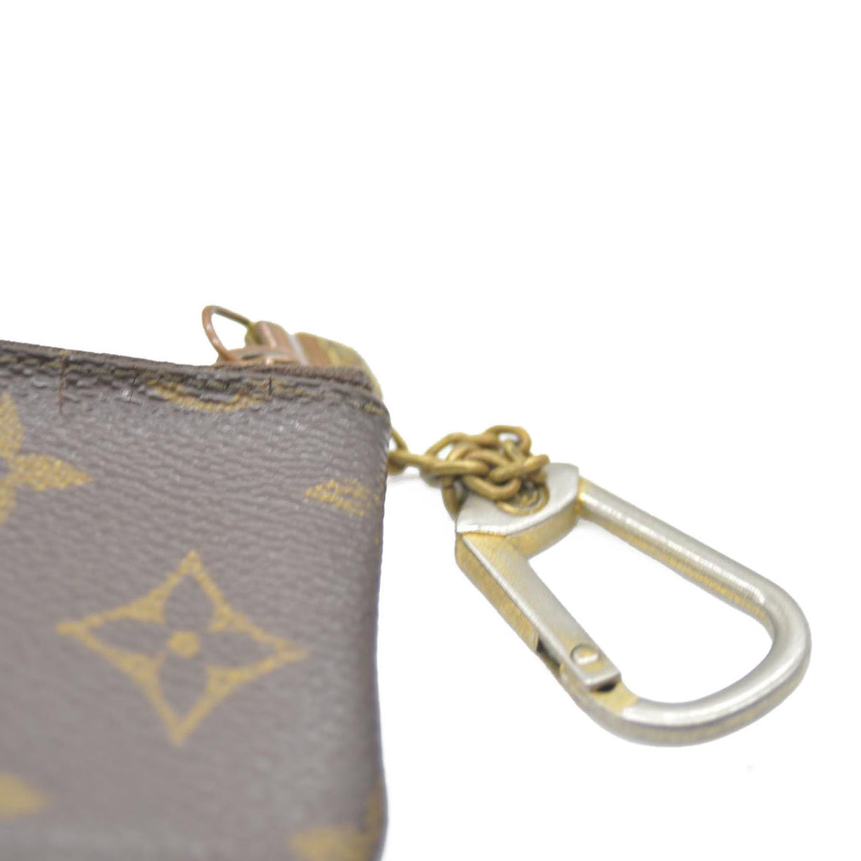 Louis Vuitton Monogram Pochette Cles Wallet Coin Purse Brown