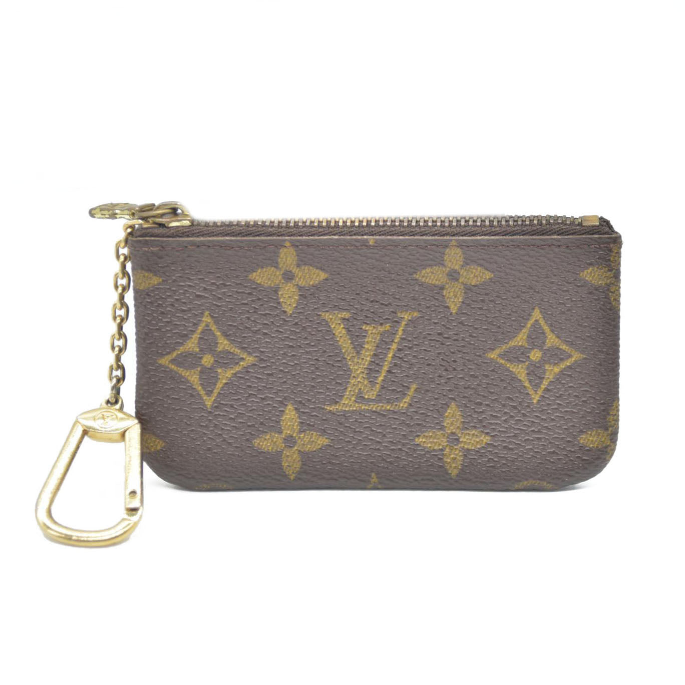 Louis Vuitton Monogram Pochette Cles Wallet Coin Purse Brown