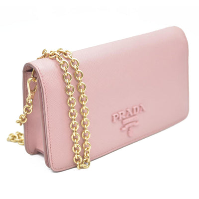 Prada  Saffiano Cahier Chain Wallet Petalo