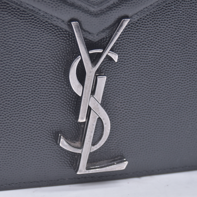 $2850 2019 SAINT LAURENT Grain De Poudre Monogram Cassandra Clasp Bag Black 10021090