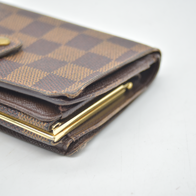 $750 2003 Louis Vuitton Damier Ebene Kisslock French Wallet MI0043