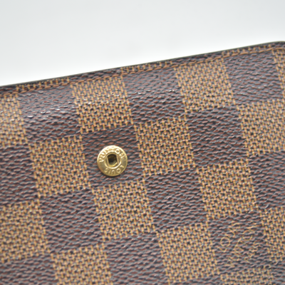 $750 2003 Louis Vuitton Damier Ebene Kisslock French Wallet MI0043