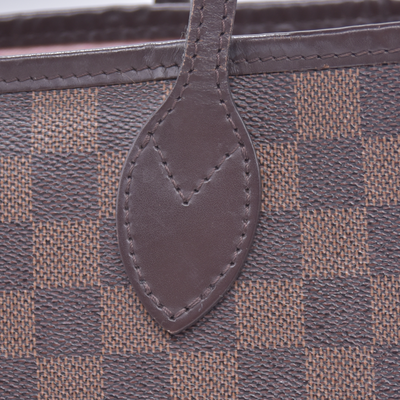 $2240 2018 Louis Vuitton Damier Ebene Neverfull MM Rose Ballerine with Pouch 10021111 SD2168