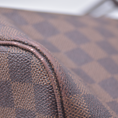 $2240 2018 Louis Vuitton Damier Ebene Neverfull MM Rose Ballerine with Pouch 10021111 SD2168