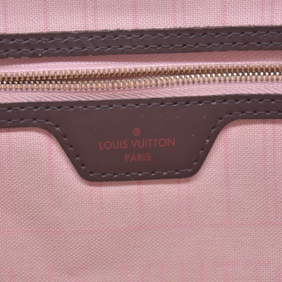 $2240 2018 Louis Vuitton Damier Ebene Neverfull MM Rose Ballerine with Pouch 10021111 SD2168