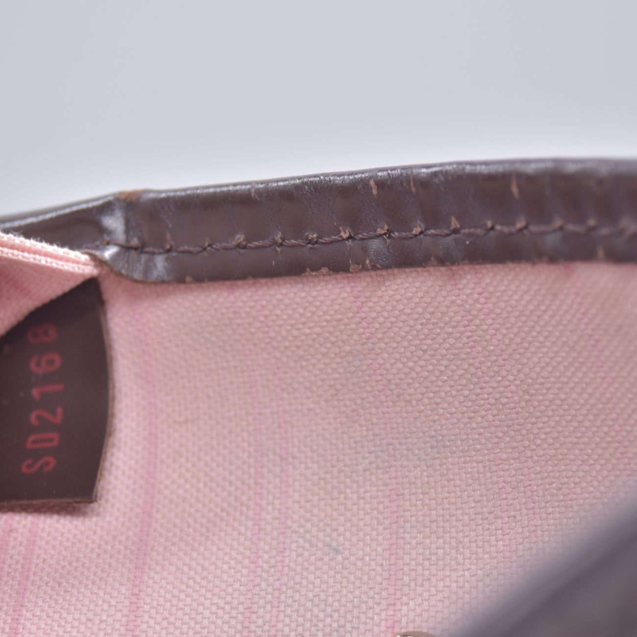 $2240 2018 Louis Vuitton Damier Ebene Neverfull MM Rose Ballerine with Pouch 10021111 SD2168