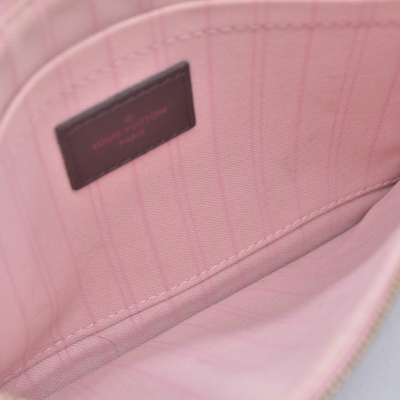 $2240 2018 Louis Vuitton Damier Ebene Neverfull MM Rose Ballerine with Pouch 10021111 SD2168