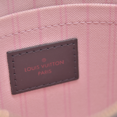 $2240 2018 Louis Vuitton Damier Ebene Neverfull MM Rose Ballerine with Pouch 10021111 SD2168