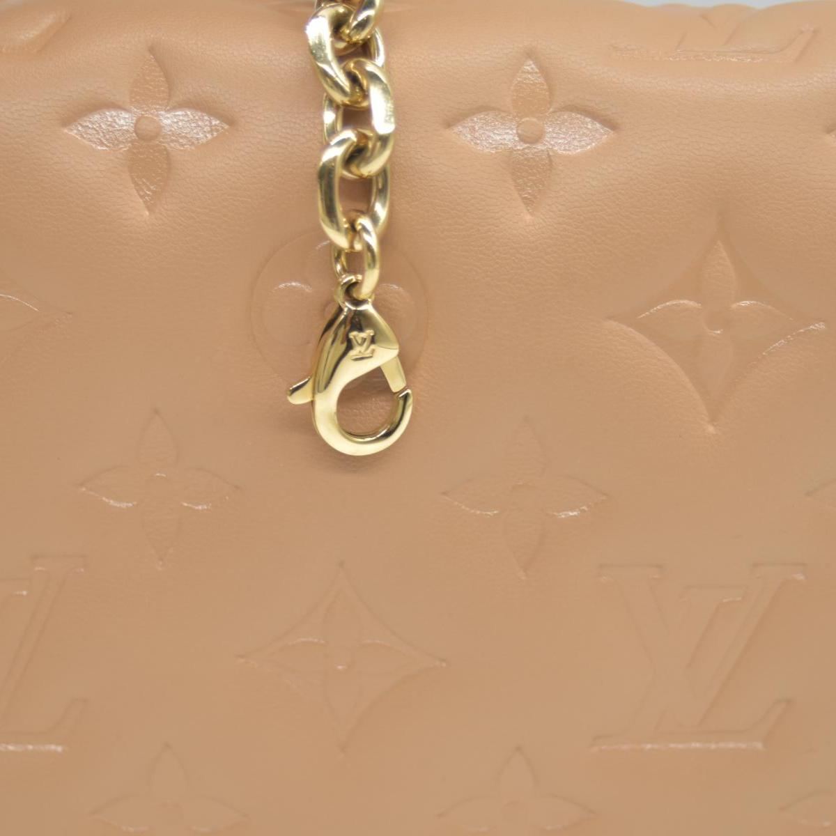 $3150 Louis Vuitton Lambskin Embossed Monogram Pochette Coussin Camel Color Transfer