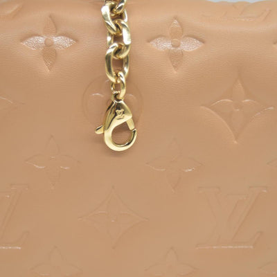 $3150 Louis Vuitton Lambskin Embossed Monogram Pochette Coussin Camel Color Transfer