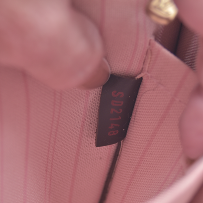 $2240 2018 Louis Vuitton Damier Ebene Neverfull MM Rose Ballerine with Pouch 10021111 SD2168