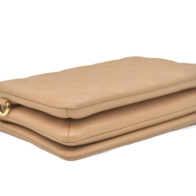 $3150 Louis Vuitton Lambskin Embossed Monogram Pochette Coussin Camel Color Transfer 10020331