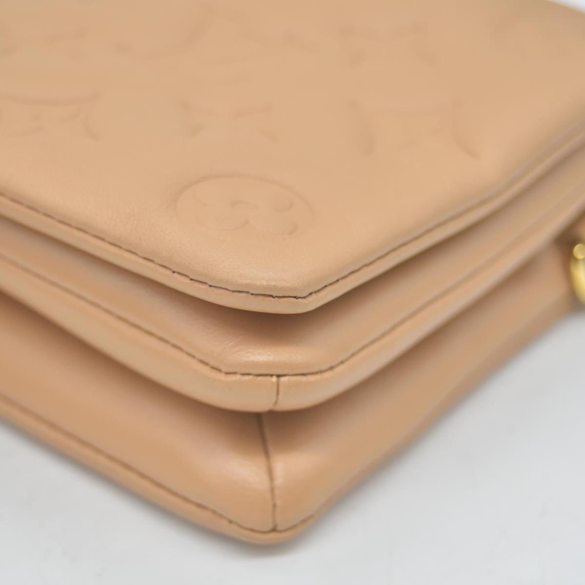 $3150 Louis Vuitton Lambskin Embossed Monogram Pochette Coussin Camel Color Transfer