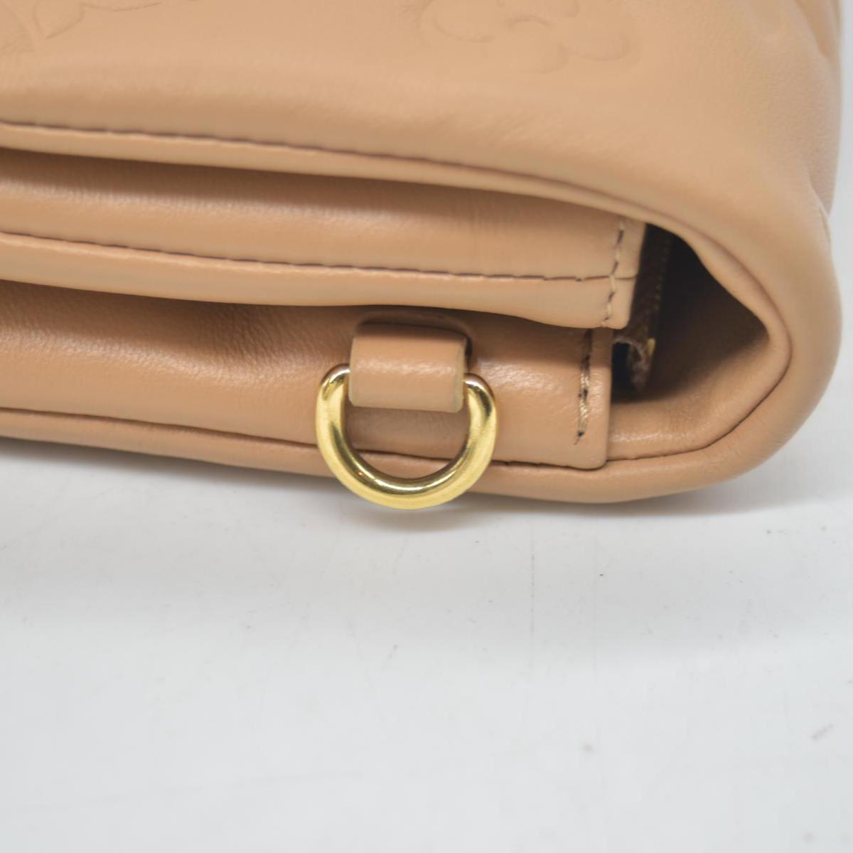 $3150 Louis Vuitton Lambskin Embossed Monogram Pochette Coussin Camel Color Transfer