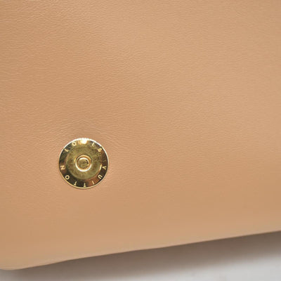$3150 Louis Vuitton Lambskin Embossed Monogram Pochette Coussin Camel Color Transfer